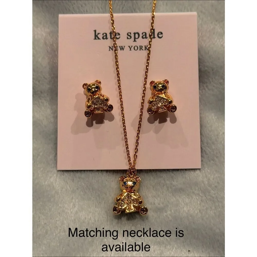Kate Spade NEW Oh what Fun Spade Teddy Bear stud earrings